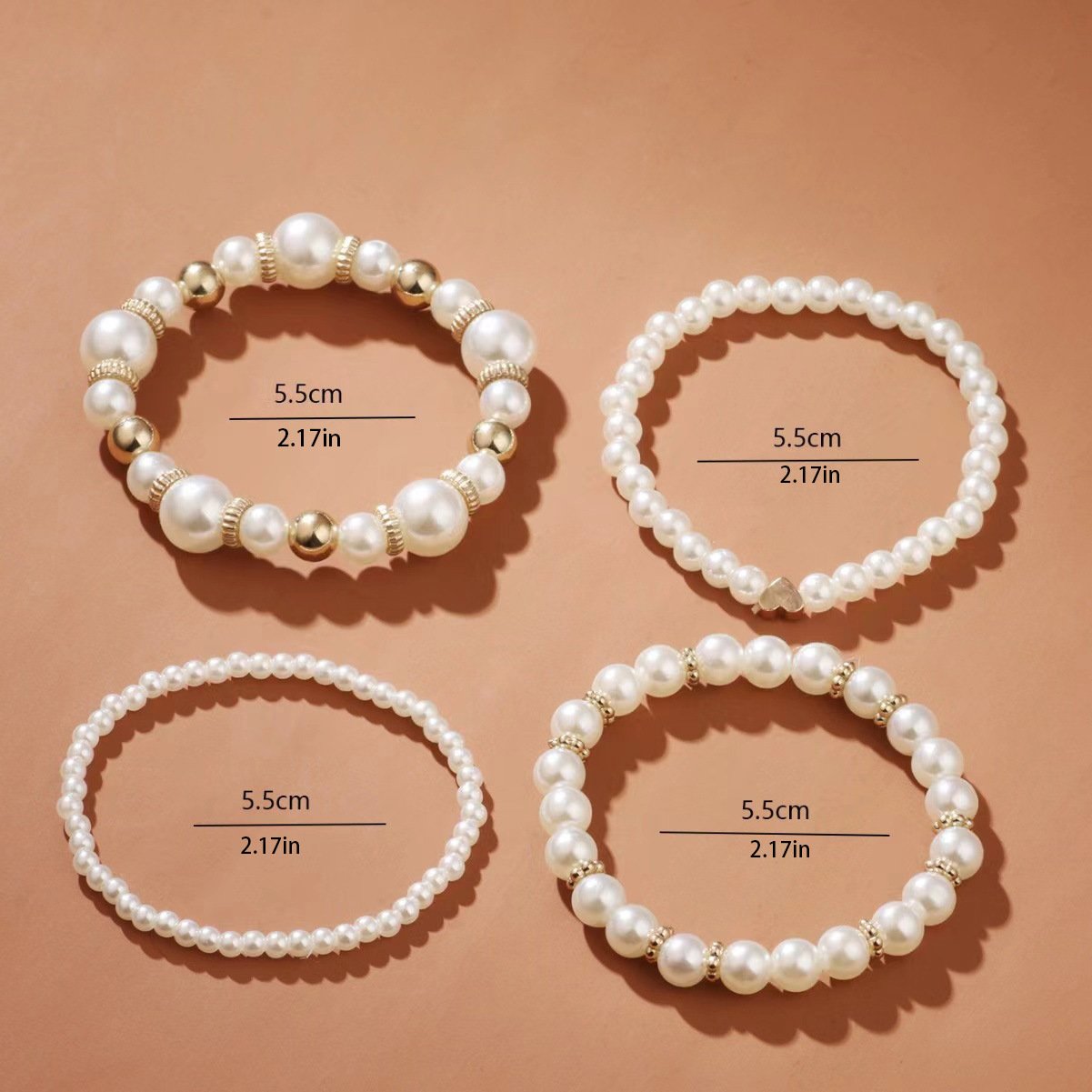 Fashion 4-piece Set Love Pearl Bracelet Suit Women’s Beaded